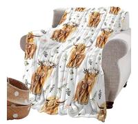 HAJXXMM Highland Cow Blanket Throw, Highland Cow Flannel Blanket for Kids, Cute Animal Print Blanket, Soft Lightweight Sofa Blanket, Fluffy Cozy Blanket Warm Plush Blankets for Kids (100x150CM)
