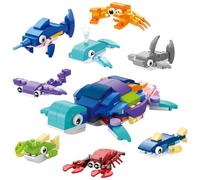 HAJXXMM Mini Building Blocks Party Favors, 10 Packs Sea Animal Building Blocks Set Tiny Marine Ocean Building Toys, Age 6+ for Kids Classroom Prizes Rewards Gifts Exchange Goodie