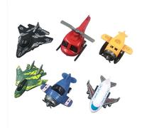 HAJXXMM Mini Pull Back Airplane Toys Set, 6 PCS Q Version Cartoon Aircraft Models (Helicopter, Fighter Jet, Passenger Plane, etc.), Birthday Gifts, Party Favors, Kids' Prizes for Children Aged 2-8