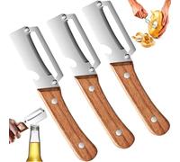 HAJXXMM Multi-Functional Vegetable Peeler, 2 in 1 Stainless Steel with Wooden Handle and Bottle Opener for Men, Thickened Wooden Handle Fruit Peeler, Kitchen Peelers for Adult Fruit Potato (3 PCS)