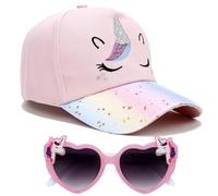 HAJXXMM Pink Baseball Cap,Unicorn Baseball Cap KIt,Adjustable Sun Summer Sunglasses Hat Cute Toddler Hat for Girls