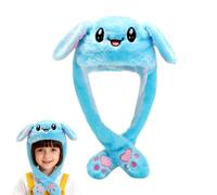 HAJXXMM Plush Bunny Hat with Moving Ears, Animals Ear Moving Jumping Hats, Cosplay Funny Plush Cap White Kawaii Rabbit Cap Soft Warm Winter for Festival Cosplay Birthday Gifts (Blue)