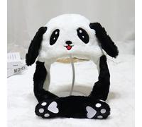 HAJXXMM Plush Hat with Moving Ears, Funny Plush Bunny Hat Girls, Warm Animals Ear Moving Jumping Hats, Cute Animal Flap Cap for Kids Winter Easter Christmas Cosplay Birthday Gifts (Panda)
