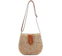 HAJXXMM Straw Beach Bag for Women, Summer Beach Straw Bag with Adjustable Strap, Women's Beach Crossbody Bags with Zipper, Weave Handmade Handbags for Beach Travel