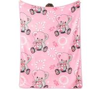 HAJXXMM Teddy Bear Blanket, Pink Throw Blanket, Teddy Fleece Blanket, Cartoon Soft Blankets Fluffy Throw Kids Bedding for Sofa Office, Car Camping 130x100cm, Suitable for Children