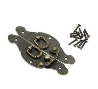 HAJXZH 1-Pack Antique Vintage Latch Hook Hasp Bronze 3.54"x1.97" with Mini Handle Right Latch Hasps Lock Clasp for Jewelry Box Ordinary Box Gift Box Wooden Case Cabinet with Mounting Screws