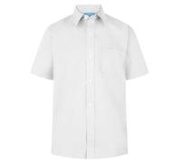 HAK ideas LTD Boys School Shirt Short Sleeve - Pack of 2 Non Iron Regular Fit Kids Formal Uniform Button Down Easy Care Comfort UK Size (UK, Age, 11 Years, 12 Years, Regular, White)