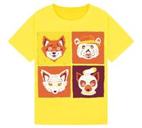 HAK ideas LTD Fantastic Mr. Fox World Book Day Costume T-Shirt for Kids & Adults - 4 Fox Faces in 4 Squares Design - Perfect for Book Day Outfit Yellow L