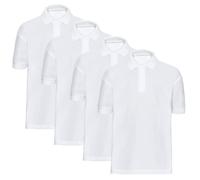 HAK ideas LTD Kids Polo Plain Shirts - Pack of 4 Boys Girls Short Sleeve 100% Cotton Plain Polo Neck T Shirt Ideal for PE and School Uniform - White, 3-4 Years