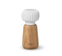 Hak Kähler Hammershøi Salt and Pepper Mill Made of Wood and Porcelain Head, Modern Spice Mill Set of 1 for Turning with Groove Design, White, 14.5cm