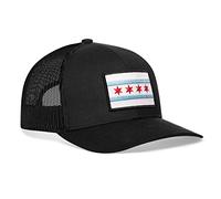 Haka Chicago Flag Hat - Chicago Trucker Hat for Men & Women, CHI Baseball Cap, Adjustable Golf Hat, Snapback, Black, One Size