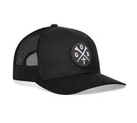 HAKA Cross Hat - Leather Christian Trucker Hat Jesus, Mesh Outdoor Hat for Men & Women, Adjustable Baseball Cap, Snapback Hat, Black, One size