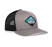 HAKA Diamond Mountains Trees Trucker Hat, Mesh Outdoor Hat for Men & Women, Adjustable Snapback Baseball Cap, Golf Hat (Gray/Black), Gray & Black, One size