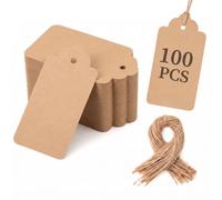 HAKACC Gift Tags 100Pcs 10x5cm with String, Kraft Paper for Gifts & Jars