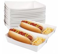 HAKACC Paper Food Trays 60 PCS White, 10-Second Assembly 19x15x5 cm for Movie Night, BBQ and Party Snacks