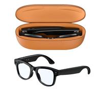 HaKaDeBe M02 Smart Glasses with 8MP Camera, AI Real-Time Translation, 3600mAh Charging Case, Photochromic Lenses, Bluetooth (Brown Charging Case + Black Frame Clear Lenses)