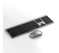 HaKaDeBe Wireless Keyboard and Mouse Combo, 110-Key Full Size, 3-Mode Connectivity (2.4G + BT 3.0/5.0), Ultra-Thin Design, Type-C Charging, Black/White (Black & Gray Keyboard and Mouse Combo)