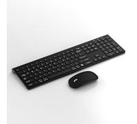 HaKaDeBe Wireless Keyboard and Mouse Combo, 110-Key Full Size, 3-Mode Connectivity (2.4G + BT 3.0/5.0), Ultra-Thin Design, Type-C Charging, Black/White (Solid Black Keyboard and Mouse Combo)