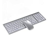 HaKaDeBe Wireless Keyboard and Mouse Set, 2.4G + Bluetooth Dual-Mode, Compatible with iPad, iMac, Tablet, Laptop (2.4G + Dual-BTSilver-WhiteKeyboard and MouseCombo)