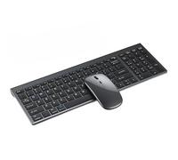HaKaDeBe Wireless Keyboard and Mouse Set, 2.4G + Bluetooth Dual-Mode, Compatible with iPad, iMac, Tablet, Laptop (2.4G + Dual - BT Gunmetal Keyboard and Mouse Combo)