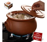 Hakan Handmade Clay Pot with Lid, Natural Unglazed Earthen Cookware, Terracotta Pot, Casserole Dish, Rice Cooking, Clay Pot, Terracotta Pan, Korean, Indian, Mexican Dish, Midi, 4.7 Quarts (4.5 L)