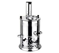 Hakan Portable Turkish Samovar Tea Kettle, Camping Water Boiler Tea Pot, Wood, Coals Fired Semaver Teapot, Water Heater for Camping, Picnic, Hunting, Outdoor Activities Black Handles | 135.2 oz (4 lt)