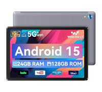 Hakaug Tablet 10 inch, Android 15 Tablet with Octa-Core, 24GB+128GB+1TB Expansion, Face ID, 5MP+8MP, Support Split-Screen, 1280x800 IPS, 5000mAh, 5G/2.4G WiFi 6, BT 5.3, Widevine L1 (Gray)
