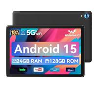Hakaug Tablet 10 inch, Android 15 Tablet with Octa-Core, 24GB+128GB+1TB Expansion, Face ID, 5MP+8MP, Support Split-Screen, 1280x800 IPS, 5000mAh, 5G/2.4G WiFi 6, BT 5.3, Widevine L1(Black)