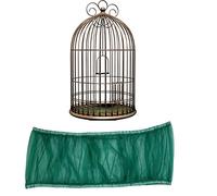 Hakeeta Bird Cage Skirt, Mesh Bird Seed Catcher, Airy Net Cover, Soft Nylon Ventilated Skirt Traps Seed Guard for Parrots with Adjustable Drawstring (Large Size-XL, Green)