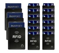 Hakefyna 15PCS RFID Blocking Sleeve RFID Credit Card Holder & RFID Passport Sleeve - Secure Travel Wallet - To Protect Your Valuable Information From Theft, Black RFID, 5.3 x 4.17 inch, Minimalist