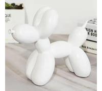 Hakefyna Balloon Dog Sculpture Balloon Dog Statue - 3.94*2.88 in Very small and cute balloon animal decoration craft figurines - Suitable for Cake Decoration Desktop Shelf Ornament Decoration(White)