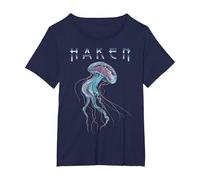 Haken - 'Jellyfish' T-Shirt, Women's Plus, Navy Blue, 6X