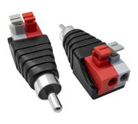 Hakiang 2-Pack Speaker Phono RCA Male to 2 Screw Terminal Female Strip Audio Video Spring Press Type Balum Connector Adapter (RCA M/AV F)