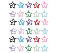 HAKIDZEL 100pcs Assorted Colour Star Hair Clips with Secure Grip and Snap Mechanism, Stylish Metal Star Barrettes for Women, Everyday Accessory and Rave Decor