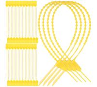 HAKIDZEL 100Pcs Plastic Fire Extinguisher Tags with Pull Seal, One-Time Use Self-Locking Security Seals for Toolbox and Truck Trailer, Waterproof Yellow Tamper-Proof Labels