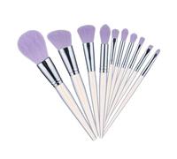HAKIDZEL 10pcs Cosmetic Makeup Brush Set with Purple Acrylic Crystal Handles Dense Soft Bristles for Eye Face Concealer Foundation Powder Blusher Lightweight Beauty Tools for Women Travel