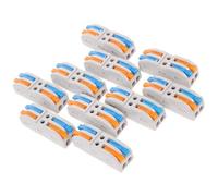 HAKIDZEL 10pcs Electrical Quick Connect Wire Connectors Block 2-in 2-out Nylon and Copper Compact Splice Cable Connector Kit for Home Applications and Building Wiring