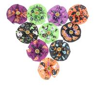 HAKIDZEL 10pcs Halloween-themed Pet Collar Flowers for Dogs and Puppies, Polyester Flower Charm Accessories with Festive Touch for Photography Props and Holiday Decoration Random Color