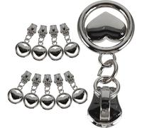 HAKIDZEL 10pcs Heart Zipper Pull Replacement Slider, Metal Zipper Repair Kit, Black, Easy Installation, Smooth Opening and Closing, for Handbags and Leather Bags