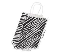 HAKIDZEL 10pcs Zebra Pattern Paper Bags Foldable Multi-function Paper Tote Bags with Handle Simple Color Design Decorative Black for Shopping Holiday Use