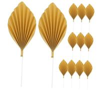 HAKIDZEL 12pcs Gold Leaf Fan Cake Decorations Elegant Paper Cake Toppers for Wedding Birthday Dessert Table to Inspire Creativity and Enhance Party Presentation
