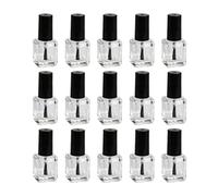 HAKIDZEL 15pcs 10ml Glass Nail Polish Bottles with Black Brush Set Empty Refillable Nail Containers for Diy Manicure and Salon Use