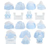 HAKIDZEL 18PCS Mini Penguin Glacier and Igloo Figurines Realistic Iceberg Model for Dollhouse Miniatures Winter Arctic Decoration