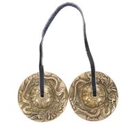 HAKIDZEL 1pc Pure Copper Handmade Meditation Cymbal Bell with Storage Bag Harmonic Percussion Instrument for Yoga Religious Ceremony Mindfulness Practice Nepalese Craft Golden Random Color