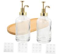 HAKIDZEL 1Set Multi Use Glass Syrup Dispenser Reusable Pump Bottle for Coffee Syrup Honey Jam More Elegant Storage with Tray and Labels Kitchen Decor and