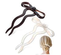 HAKIDZEL 2 Pcs U Shaped French Hair Pins Bow Hairpin for Women Acetate Hair Accessories for Buns and Updos Resistant to Bending Stylish Mermaid Brown