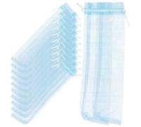 HAKIDZEL 20pcs Blue Organza Drawstring Bags Small Portable Pouches with Easy Open and Close Feature for Tableware and Pen Storage in Daily Life or Weddings