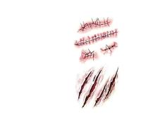 HAKIDZEL 20pcs Halloween Party Fake Wounds Stickers and Removable Paper Temporary Tattoos for Scary Scars and Realistic Special Effects Makeup
