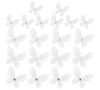 HAKIDZEL 20pcs White Butterfly Sewing Applique Patch for Clothing Accessories Organza, Rhinestones and Imitation Pearls, Easy to Sew DIY Craft Embellishments for Dresses and Crafts