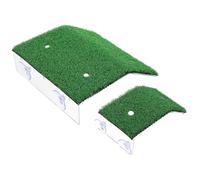 HAKIDZEL 2pcs Acrylic Turtle Basking Platform with Multi-functional Simulation Lawn and Two Suction Cups, Reptile Climbing Frame Suitable for Sea Turtle and Tortoise Aquarium Or Reptiles